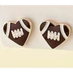 Football Heart Enamel Earrings Cincinnati Bengals